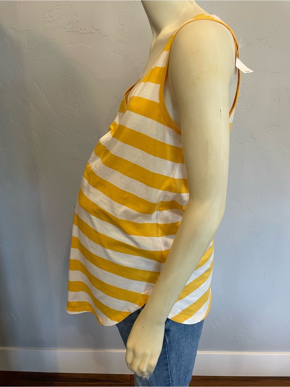 NWT gap 100% cotton royal yellow and White Striped V-Neck maternity Tank Top S - Picture 2 of 7